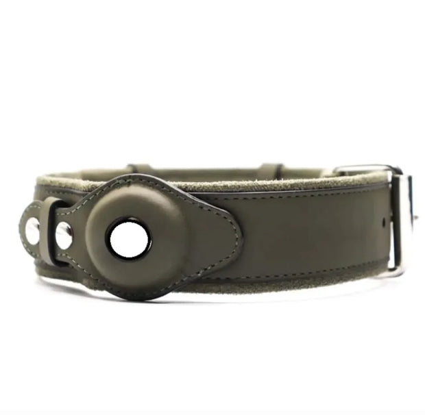 Leather Dog Collar with Location Tracker