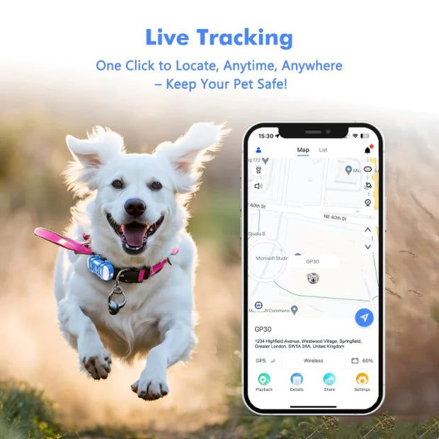 Waterproof Pet GPS Tracker with Real-Time Positioning